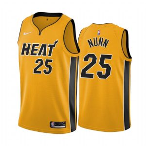 Maillot de basket-ball 2020-21 Miami Heat # 25 Kendrick Nunn édition gagnée maillot Swingman jaune 169983