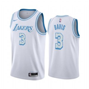 Maillot de basket-ball 2020-21 LA Lakers #3 Anthony Davis City Edition Blanc Swingman Jersey Vert 169091