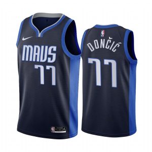 Maillot de basket-ball 2020-21 Dallas Mavericks # 77 Luka Doncic Earned Edition Navy Swingman Jersey 171390