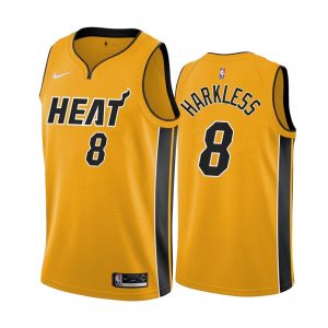 Maillot de basket-ball 2020-21 Miami Heat #8 Maurice Harkless Earned Edition Jaune Swingman Jersey 169959