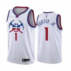 2020-21 Denver Nuggets #1 Michael Porter Jr. Maillot de basket-ball édition méritée Maillot Swingman blanc 170499