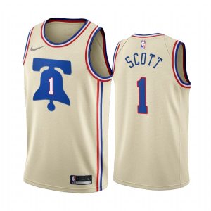 Maillot de basket-ball 2020-21 Philadelphia 76ers # 1 Mike Scott Earned Edition Crème Swingman Jersey 169919