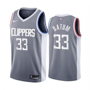 Maillot de basket 2020-21 LA Clippers # 33 Nicolas Batum Earned Edition Gris Swingman Jersey Blanc 170980