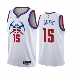 2020-21 Denver Nuggets # 15 Nikola Jokic Earned Edition Maillot Swingman blanc Maillot de basket-ball 170515