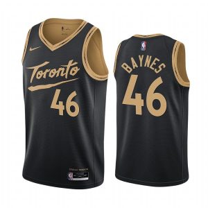 Maillot de basket 2020-21 Toronto Raptors # 46 Aron Baynes City Edition Noir Swingman Jersey Gris 168995