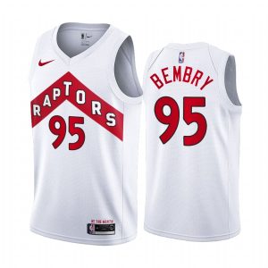 2020-21 Toronto Raptors # 95 De'Andre Bembry Association Edition Blanc Swingman Maillot Gris 169227