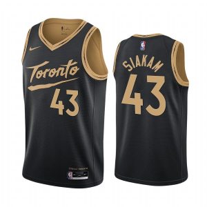 Maillot de basket-ball 2020-21 Toronto Raptors # 43 Pascal Siakam City Edition Noir Swingman Jersey Gris 169059