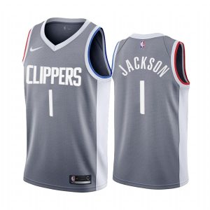 Maillot de basket-ball 2020-21 LA Clippers #1 Reggie Jackson Earned Edition Gris Swingman Jersey 171044