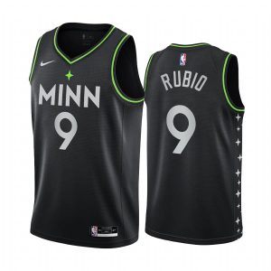 Maillot de basket-ball 2020-21 Minnesota Timberwolves # 9 Ricky Rubio City Edition Noir Swingman Jersey 171219
