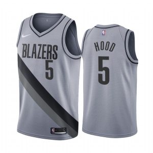 2020-21 Portland Trail Blazers # 5 Rodney Hood Earned Edition Gris Swingman Jersey Maillot de basket-ball 171087