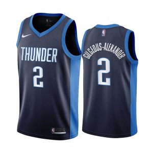 2020-21 Oklahoma City Thunder # 2 Shai Gilgeous-Alexander Earned Edition Navy Swingman Jersey Maillot de basket-ball 171167