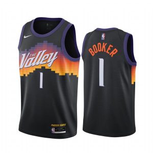 2020-21 Phoenix Suns # 1 Devin Booker City Edition Maillot Swingman noir Maillot de basket-ball 169681
