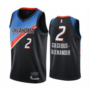 Maillot de basket 2020-21 Oklahoma City Thunder # 2 Shai Gilgeous-Alexander City Edition Noir Swingman Jersey Blanc 170636