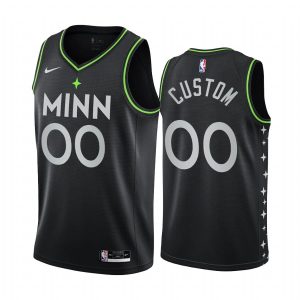 2020-21 Minnesota Timberwolves # 00 Maillot de basket-ball noir Swingman Jersey personnalisé City Edition 171480