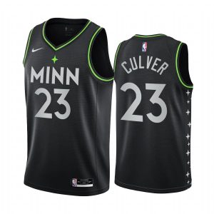 Maillot de basket-ball 2020-21 Minnesota Timberwolves # 23 Jarrett Culver City Edition Noir Swingman Jersey 171366