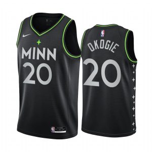 Maillot de basket-ball 2020-21 Minnesota Timberwolves # 20 Josh Okogie City Edition Noir Swingman Jersey 171438