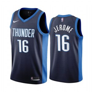 2020-21 Oklahoma City Thunder # 16 Ty Jerome Earned Edition Maillot Swingman Marine 171192