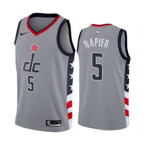 Maillot de basket-ball des Washington Wizards 2020-21 # 5 Shabazz Napier City Edition Gris Maillot Swingman Blanc 168961