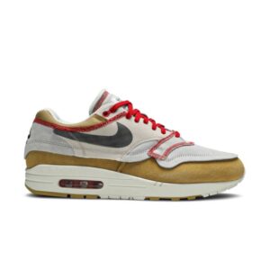 Nike Air Max 1 Inside Out Club Gold Noir Club Gold/Noir/Platine pur/Sable du désert/Voile/Rouge université 858876 713