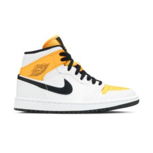 Femme Air Jordan 1 Mid Perforated – Blanc University Gold BQ6472 107