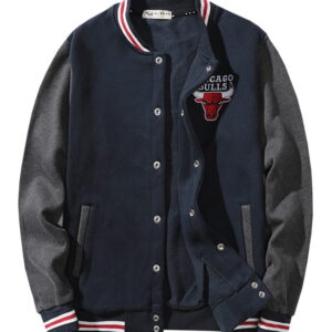 Bombers 2019 NBA Chicago Bulls Navy White Bomber Jacket bleu, blanc G9915W