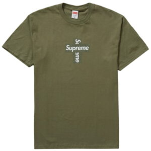 T-shirt Supreme Cross Box Logo Blanc Olive Clair 211582
