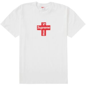 T-shirt Supreme Cross Box Logo Blanc Bleu 211567