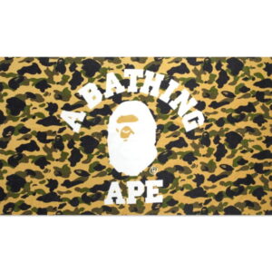 Serviette BAPE 1st Camo College Logo Serviette de plage jaune gris 243469