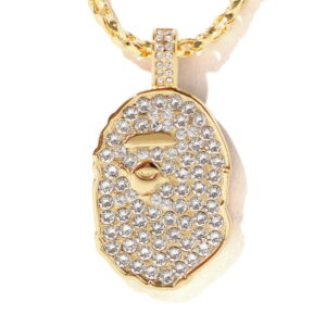 Collier tête de singe en strass BAPE Or doré 240000