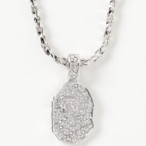 Collier tête de singe en strass BAPE Argent argent 240887