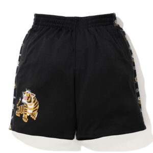 Short large en jersey BAPE Tiger noir noir 241707