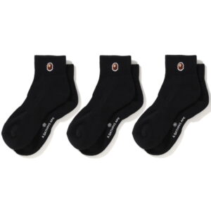 Chaussettes de sport BAPE Ape Head One Point Ankle Socks (3pack) Noir Gris 251087
