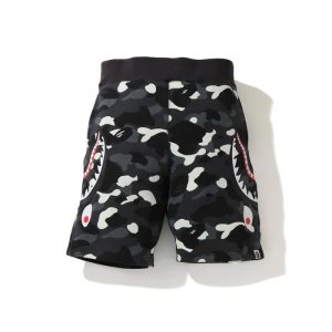 Short de sport BAPE City Camo Shark Sweat Shorts Noir Blanc 248381