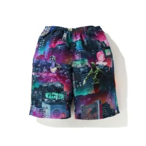 Short de sport BAPE Neon Tokyo Track Shorts Noir noir 245334