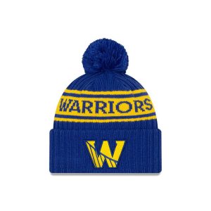 New Era Golden State Warriors 2021 Draft Edition Pom Knit NBA Bonnet Marine-jaune 259711