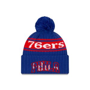 New Era Philadelphia 76ers 2021 Draft Edition Pom Knit NBA Bonnet Marine 262857