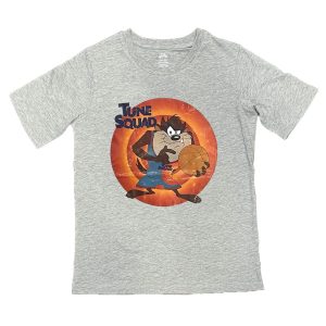Outerstuff Taz Tune Squad Space Jam 2 Nom et numéro T-shirt pour jeunes T-shirt de basket-ball Gris 256862