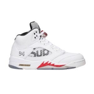 Supreme x Air Jordan 5 Retro Blanc Échantillon Baskets HO15 MNJDLS 204