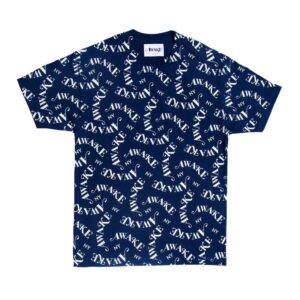 Awake All Over Logo Print Tee Marine Blanc 285119