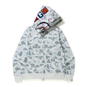BAPE Space Camo Shark Sweat à capuche double zippé Blanc Multi Blanc 273768