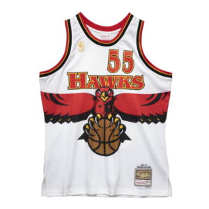Mitchell & Ness Dikembe Mutombo Atlanta Hawks Hardwood Classics Throwback NBA Swingman Jersey Maillot de basket-ball Blanc/Rouge 273617