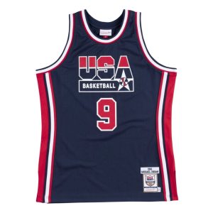 Mitchell & Ness Michael Jordan Jeux olympiques de 1992 Dream Team USA Maillot de basket-ball Hardwood Classics Throwback Authentique Jersey Marine Marine 273281