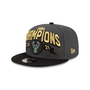 New Era Milwaukee Bucks 9FIFTY 2021 On Court NBA World Champions Snapback Casquette Noir 277119