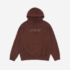 Sweat à capuche brodé à empiècements avec logo Awake Classic Outline Marron Noir 288405