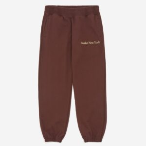 Pantalon de survêtement brodé à panneaux avec logo Awake Classic Outline Marron Blanc 289823