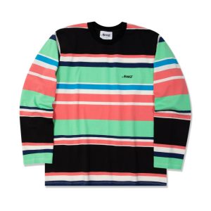 Awake Logo Brodé Engineered Stripe L/S T-shirt Noir Blanc 289237