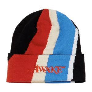 Bonnet à logo classique en tricot intarsia multi-rayures Awake Multi Stripe Noir Crème 293286
