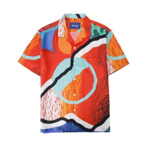 Awake x Sam Friedman Chemise de camp en soie imprimée Blanc 285564