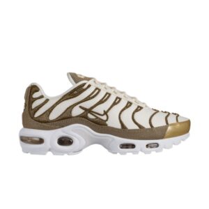 Baskets Wmns Nike Air Max Plus Premium Ivoire Or Gris 848891 101