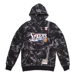 Aape x Mitchell & Ness Philadelphia 76ers Sweat à capuche Noir Noir 308325